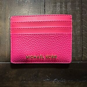 Michael Kors electric pink jet set travel wallet with ID slot. New with tags.